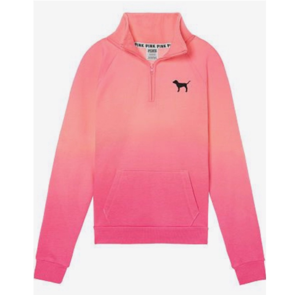 VS PINK OMBRÉ QUARTER ZIP PULLOVER SWEATSHIRT